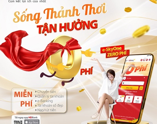 Phí 0 đồng cho tất cả các giao dịch online e-SkyOne tại HDBank 