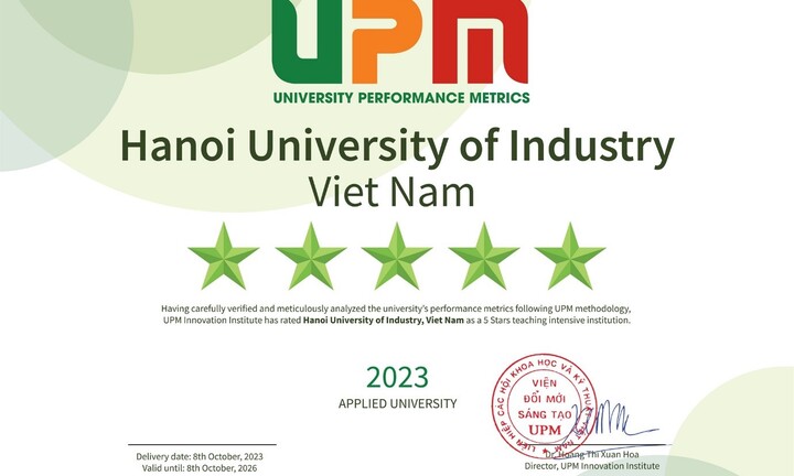 HaUI đạt chuẩn 5 sao Đại học định hướng ứng dụng theo Bảng xếp hạng UPM