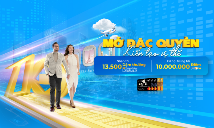 PVcomBank tặng Dặm Bông Sen Vàng cho chủ thẻ tín dụng 