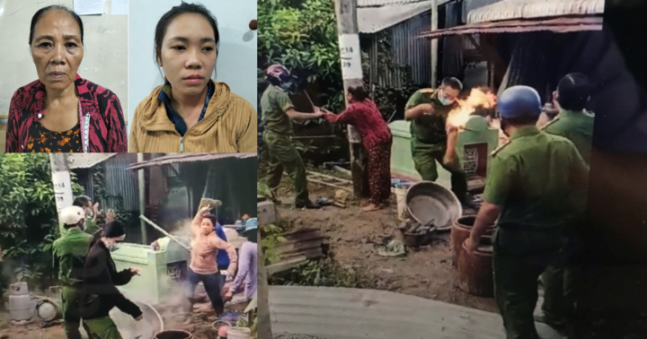 Dùng giẻ tẩm xăng tấn công công an, 2 đối tượng bị tạm giữ hình sự