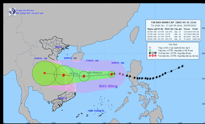 Bão Noru xu hướng mạnh lên, rủi ro thiên tai cấp 4 mở rộng ra Thừa Thiên Huế