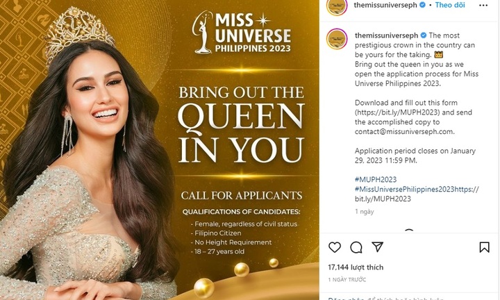 Miss Universe Philippines chấp nhận thí sinh mang thai, đã kết hôn