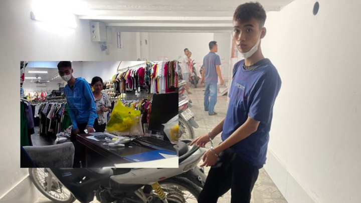 Vờ mua quần áo,  thanh niên kề dao vào cổ chủ cửa hàng đe dọa cướp tài sản