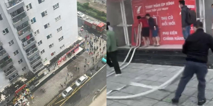 Hà Nội: Cháy cửa hàng điện thoại, người dân phá cửa dập lửa