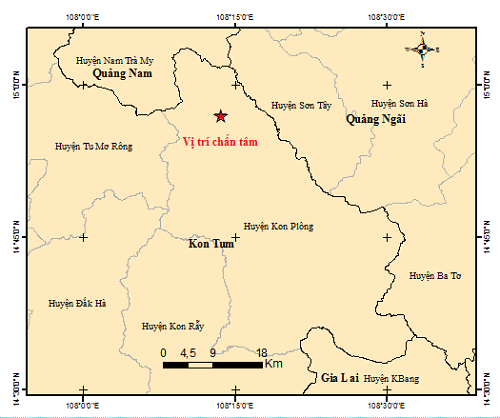 Kon Tum: Liên tiếp xảy ra 4 trận động đất, độ lớn 3 - 3,6 độ richter