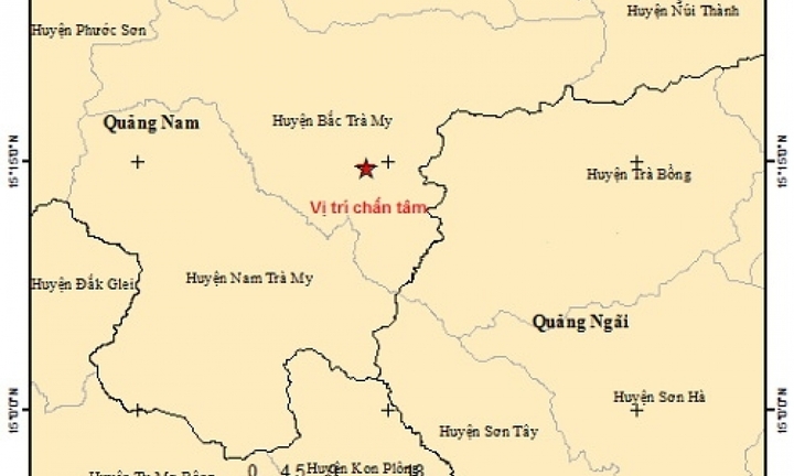 Quảng Nam: Xảy ra 2 trận động đất kích thích ở miền núi Bắc Trà My