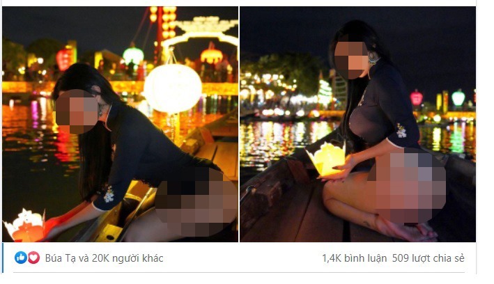 Truy tìm nữ du khách mặc áo dài nhưng lộ vòng 3, tạo dáng phản cảm ở phố cổ Hội An