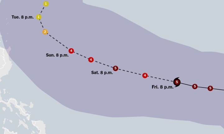 Tin siêu bão Mawar mới nhất: Bão di chuyển với tốc độ 22 km/h, đe dọa nhiều quốc gia