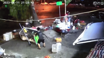 Video: Hoảng hồn cảnh xây xanh bật gốc, suýt đè người đi xe máy