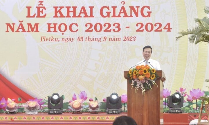 Chủ tịch nước Võ Văn Thưởng dự lễ khai giảng năm học mới tại Gia Lai