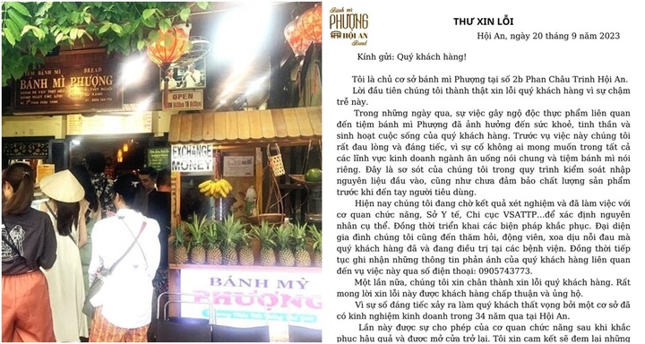 Sau vụ ngộ độc, chủ tiệm bánh mì Phượng gửi thư xin lỗi khách hàng 