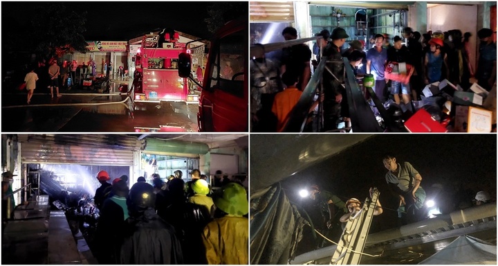 Hiện trường vụ cháy chợ Ba Đồn, hàng trăm người dập lửa