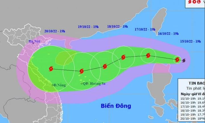 Bão số 6  ngày càng mạnh trên Biển Đông, giật cấp 14