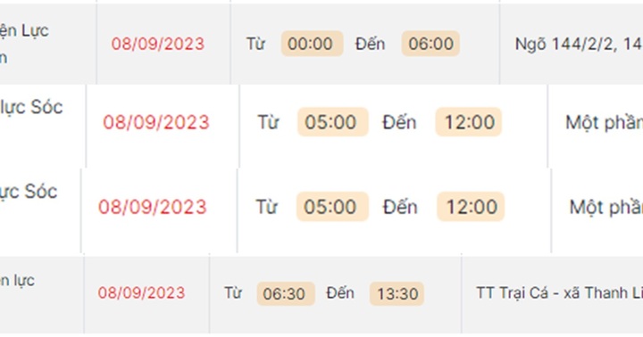 Thông báo lịch cắt điện Hà Nội ngày mai (8/9) – Cập nhật mới nhất