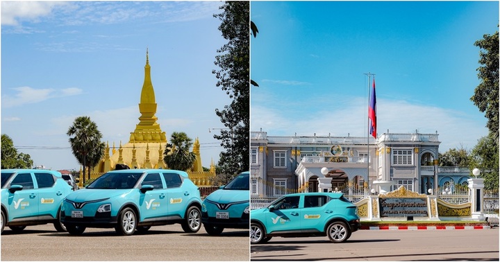Taxi điện của tỷ phú Phạm Nhật Vượng lăn bánh khai trương tại Lào