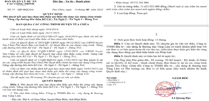 Tủa Chùa – Điện Biên: Dấu hiệu bất thường trong công tác đấu thầu cần được thanh, kiểm tra