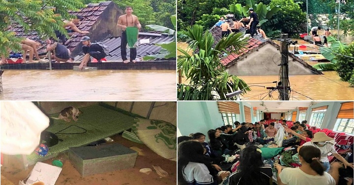 Nước lũ dâng cao, 40 học sinh ở Nghệ An phá mái ngói, leo lên nóc nhà kêu cứu