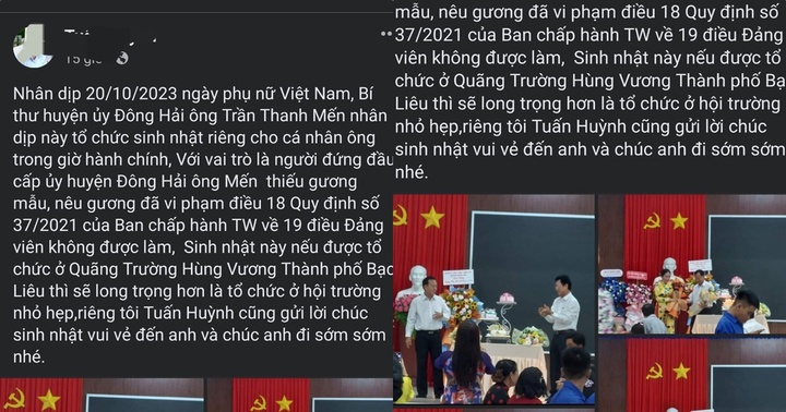 Bạc Liêu: Bí thư huyện phần trần việc tổ chức sinh nhật trong giờ hành chính