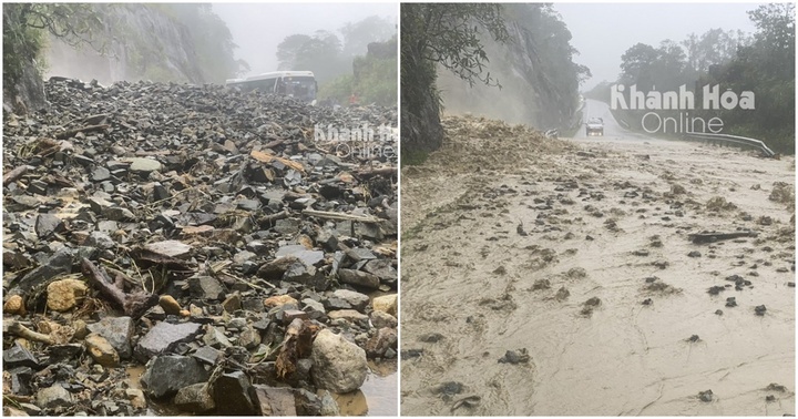 Hàng nghìn m3 đất đá đổ xuống đèo Khánh Lê, cảnh báo nguy hiểm đến người dân
