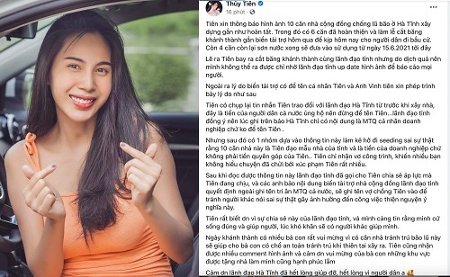 Thủy Tiên lên tiếng đính chính khi bị tố