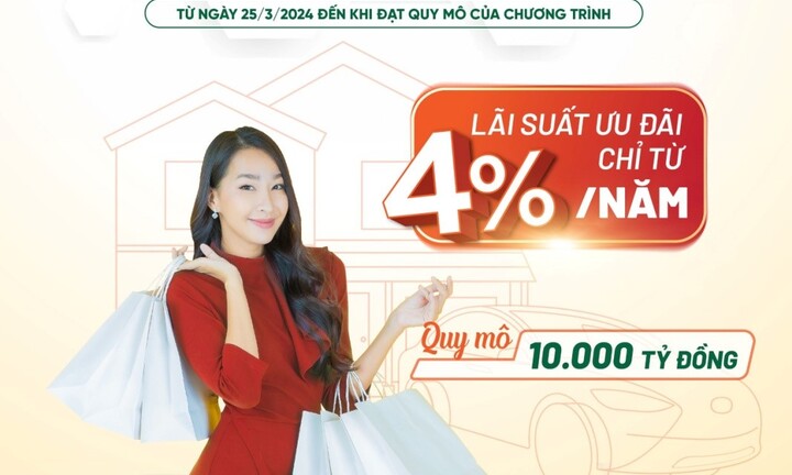 Ưu đãi khách hàng vay vốn phục vụ nhu cầu đời sống với lãi suất cho vay ngắn hạn chỉ từ 4,0%/năm