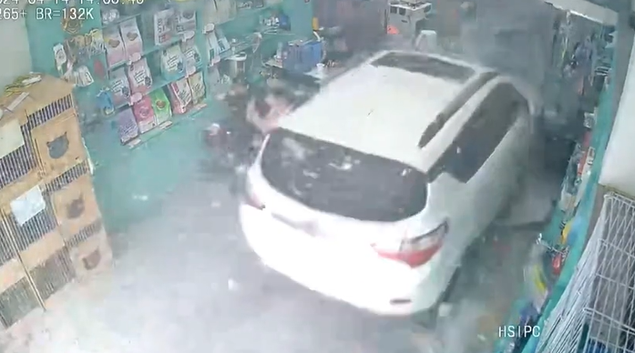 Video: Ô tô mất lái, lao thẳng vào cửa hàng thú cưng