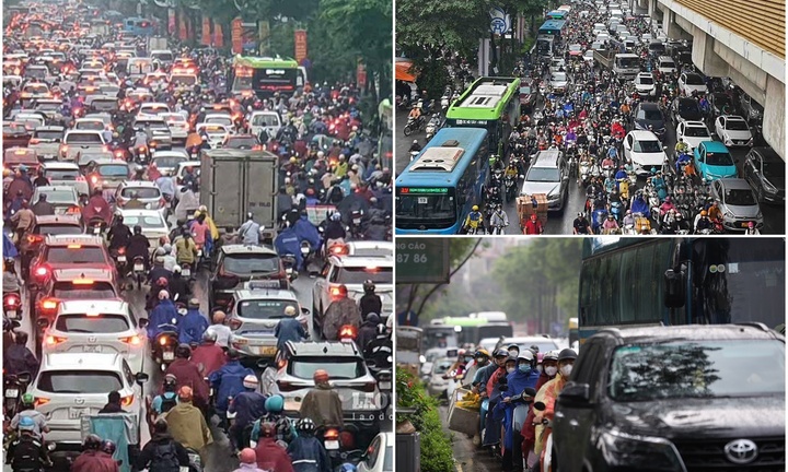 Hà Nội ùn tắc kéo dài, người dân chật vật di chuyển giờ cao điểm