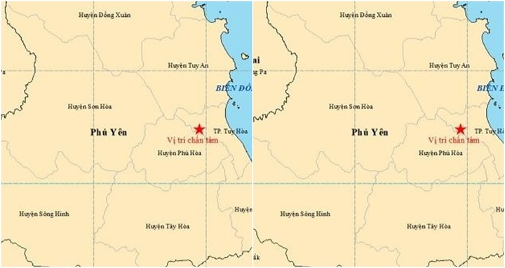 Phú Yên xảy ra liên tiếp 2 trận động đất 