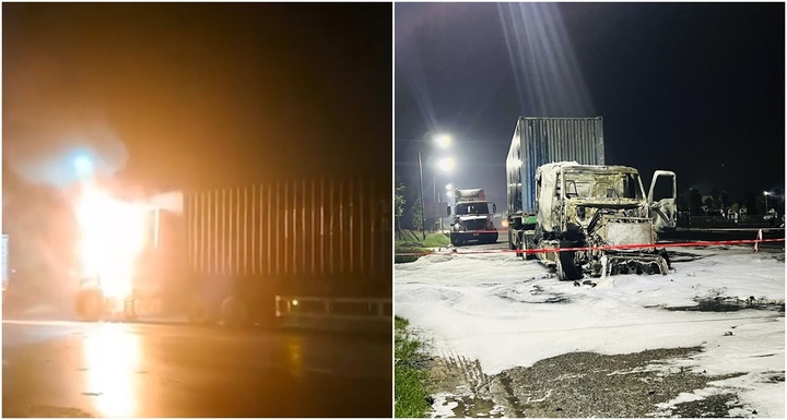 Video: Xe đầu kéo bốc cháy trơ khung ngay khi rời khỏi kho hàng 