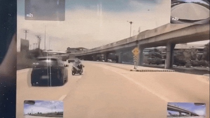 Camera hành trình ghi cảnh nữ tài xế đánh lái tránh xe máy và cái kết