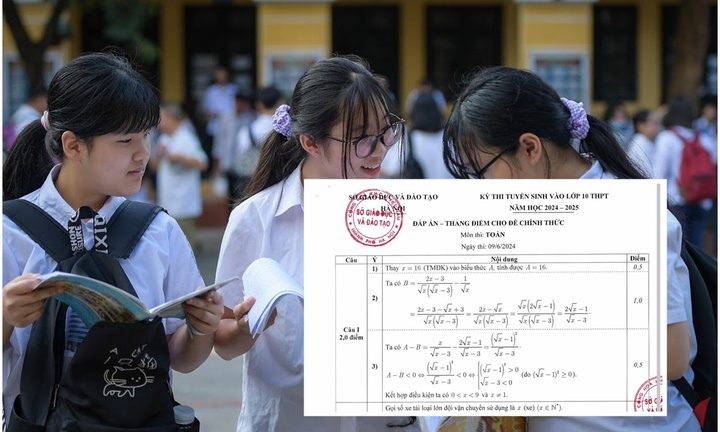 Đáp án chính thức môn Toán kỳ thi tuyển sinh lớp 10 Hà Nội năm 2024