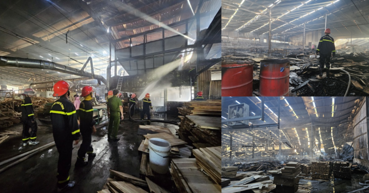Hỏa hoạn thiêu rụi gần 2.400 m2 xưởng gỗ ở Bình Định, thiệt hại hơn 20 tỷ đồng