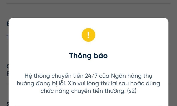Ngân hàng đang bảo trì có chuyển khoản được không?