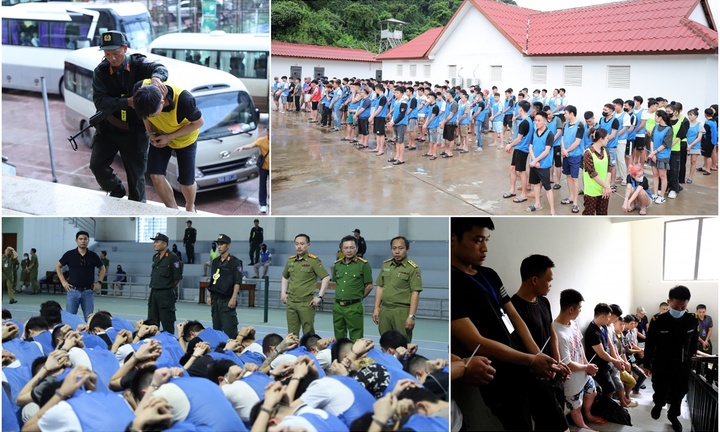 Tiết lộ hình ảnh công an đột kích sào huyệt ở Tam giác vàng, bắt 155 kẻ lừa đảo