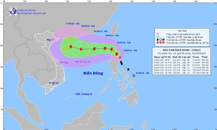 Bão Yagi giật cấp 12, dự kiến đi vào Biển Đông 