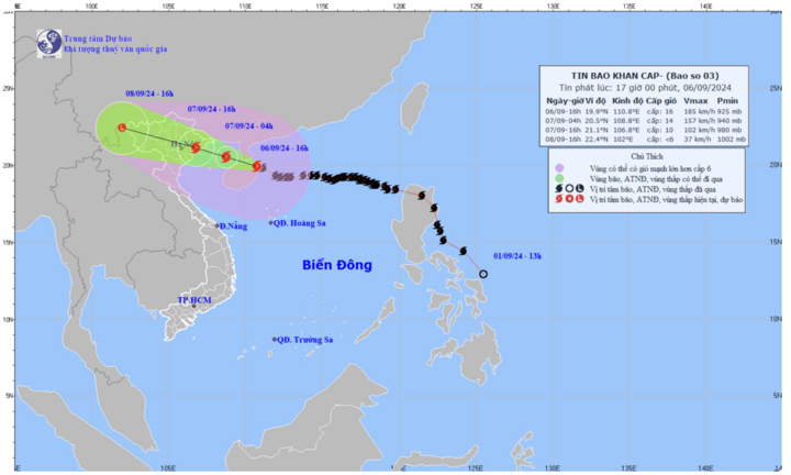 Diễn biến mới nhất siêu bão số 3 Yagi: Giật trên cấp 17, cách Quảng Ninh 420km