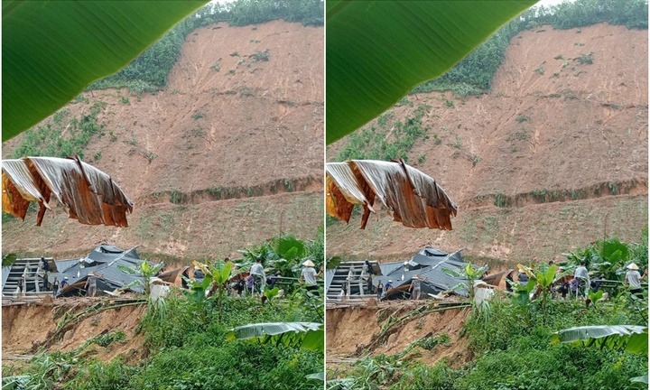 Clip: Đất đá từ trên núi đổ xuống, vùi lấp 3 nhà dân ở Yên Bái 