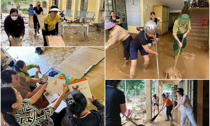 Làng Nủ sau lũ quét: Còn 8 học sinh ở bệnh viện, thầy cô lội bùn dọn trường lớp