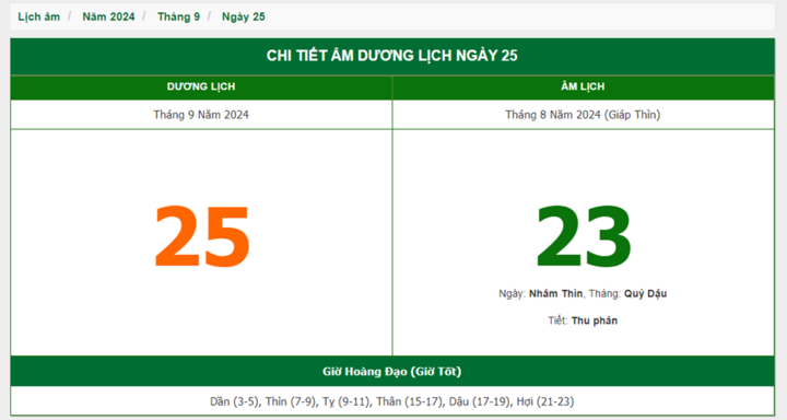 Hôm nay (25/9), có phải ngày đẹp không?