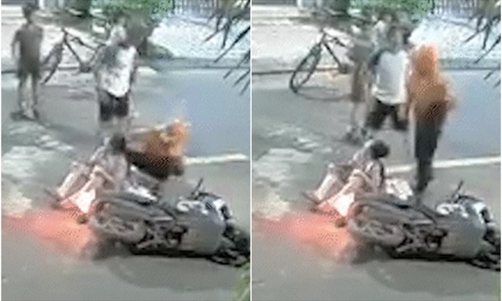 Clip: Tông vào bé gái trượt patin giữa đường, nam thanh niên bị hành hung 