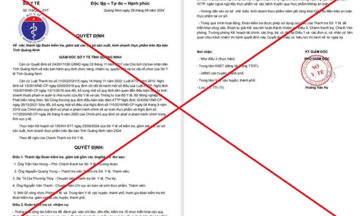 Xuất hiện văn bản giả mạo Sở Y tế Quảng Ninh để lừa đảo