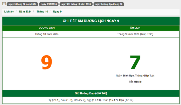 Hôm nay (9/10), có phải ngày đẹp không?