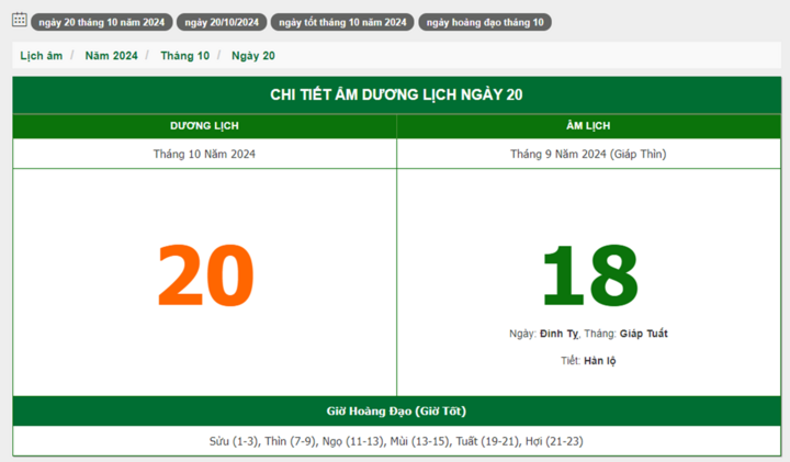 Hôm nay (20/10), có phải ngày đẹp không?