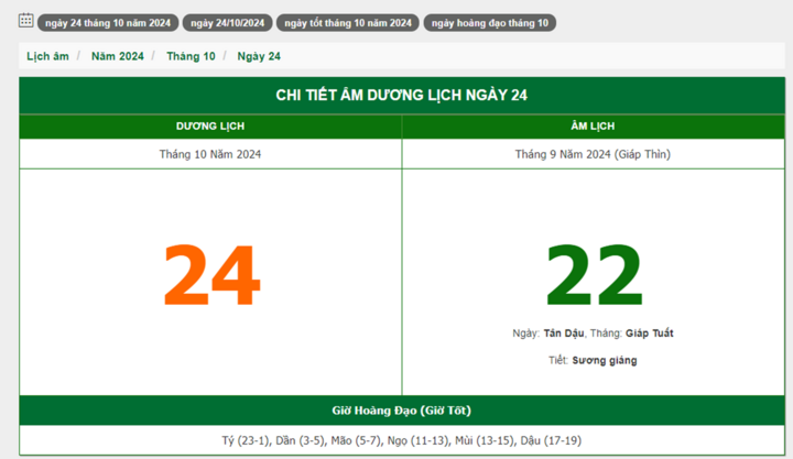 Hôm nay (24/10), có phải ngày đẹp không?
