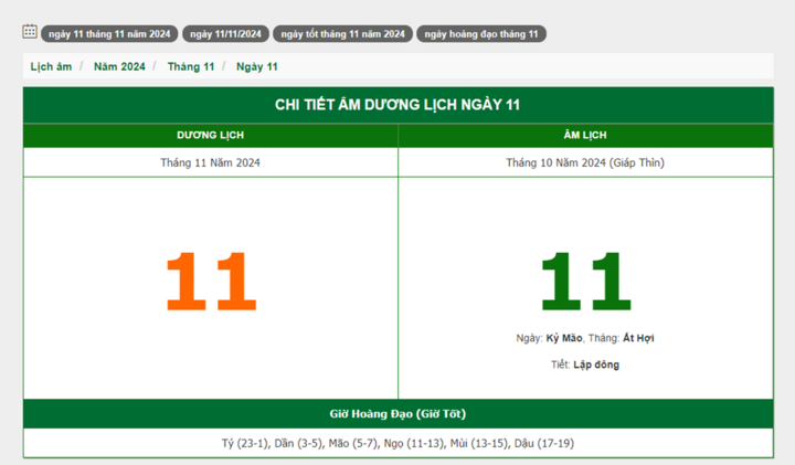 Hôm nay (11/11), có phải ngày đẹp không?