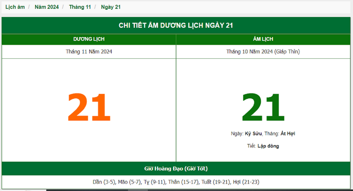 Hôm nay (21/11), có phải ngày đẹp không?
