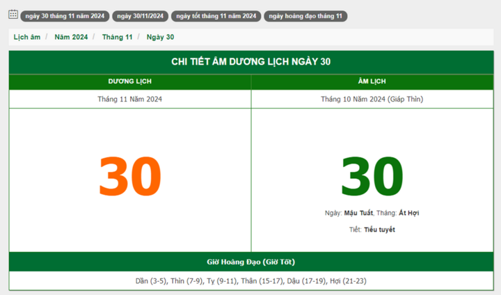 Hôm nay (30/11), có phải ngày đẹp không?