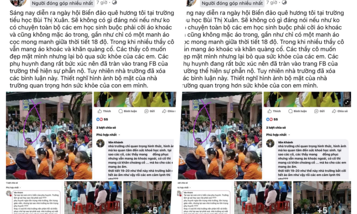 Học sinh cởi áo khoác, ngồi ngoài trời lạnh 19 độ gây tranh cãi, hiệu trưởng lên tiếng
