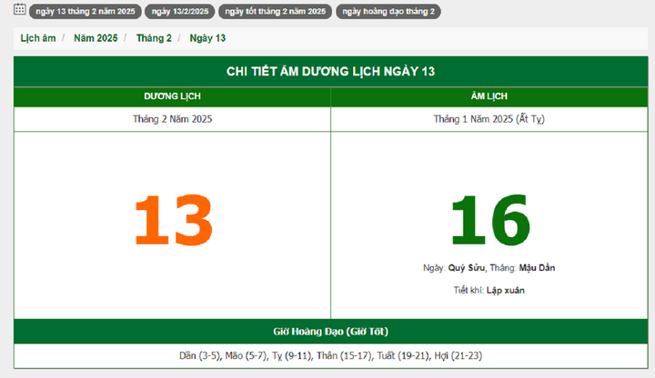 Hôm nay (13/2/2025), có phải ngày đẹp không?