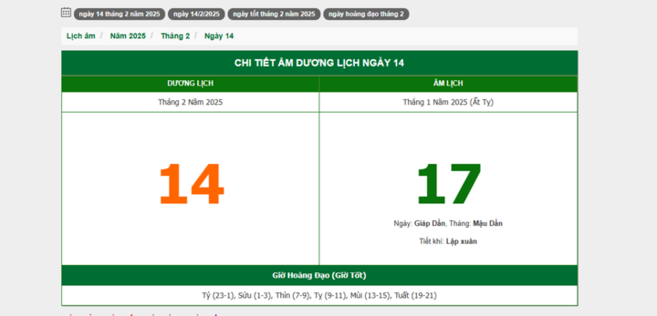 Hôm nay (14/2/2025), có phải ngày đẹp không?